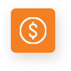 Dollar sign logo in orange square signifying cost