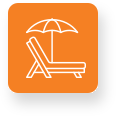 Lounge beach chair and umbrella icon